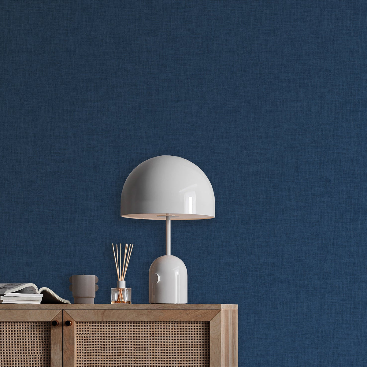 Antibes Linen Weave Texture Wallpaper - White room view