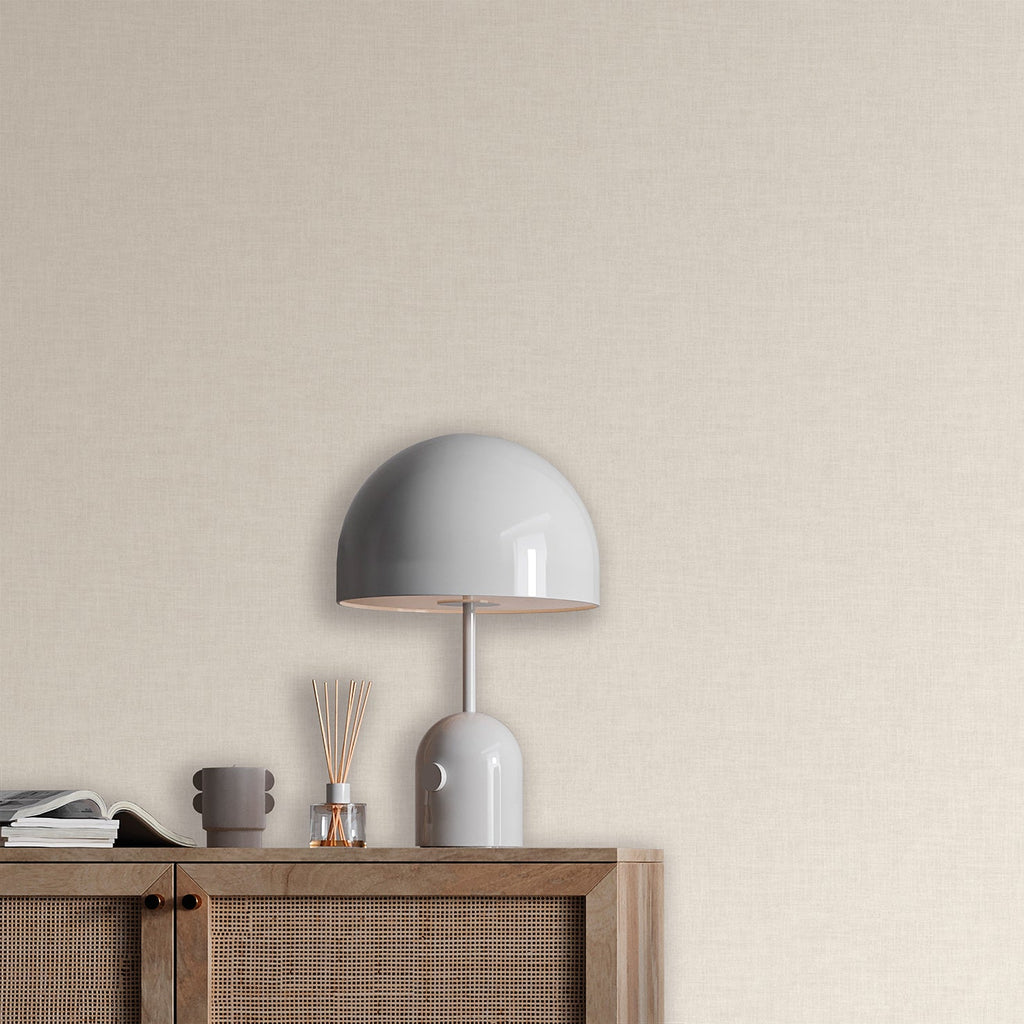 Antibes Linen Weave Texture Wallpaper - Cream room view