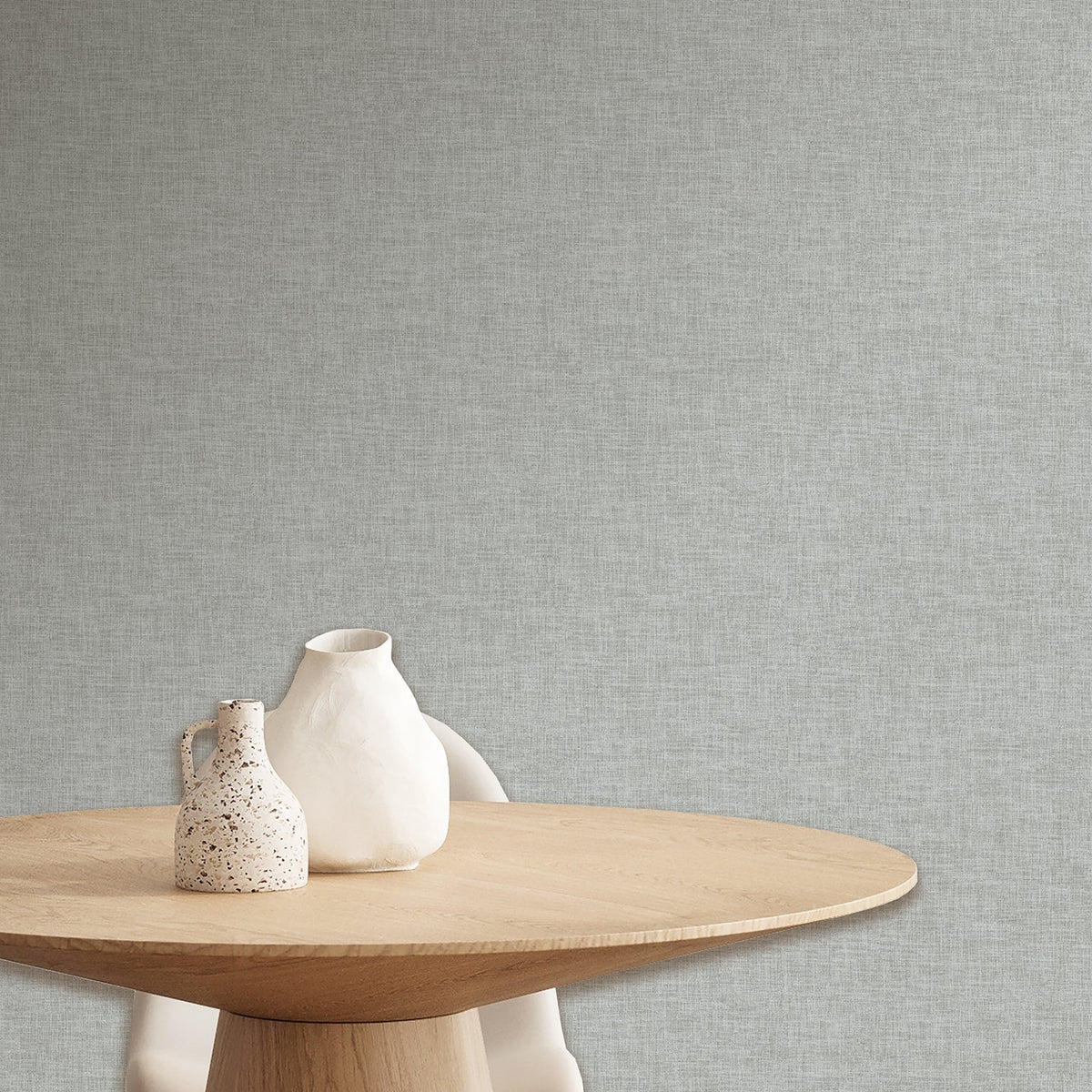 Antibes Linen Weave Texture Wallpaper - Blue room view