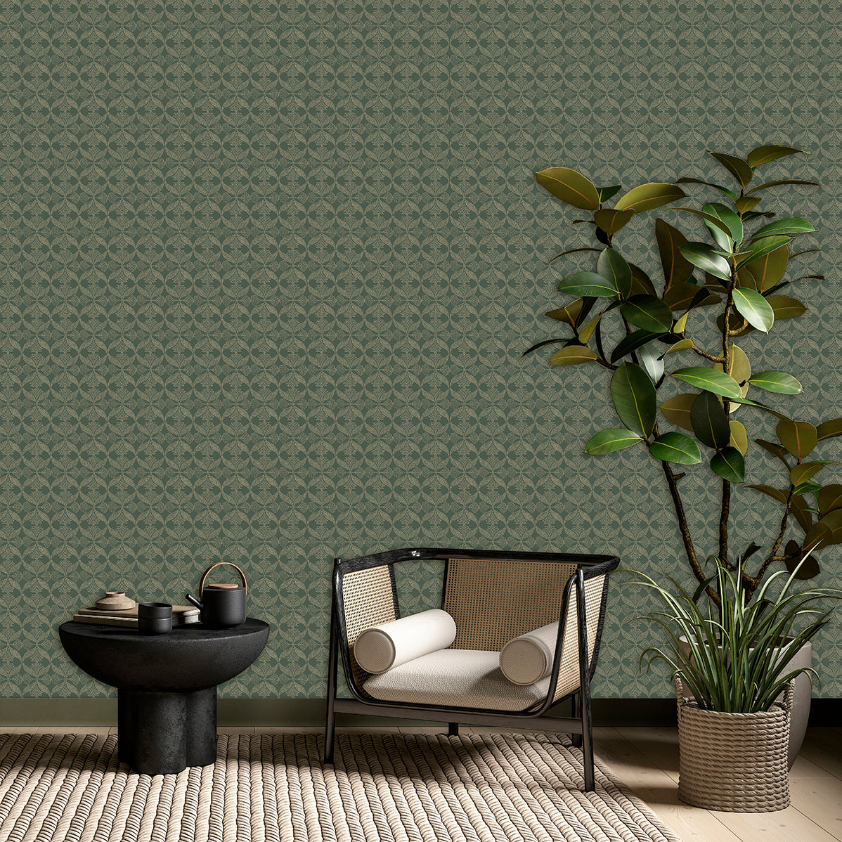 Ornament Wallpaper - Green room view