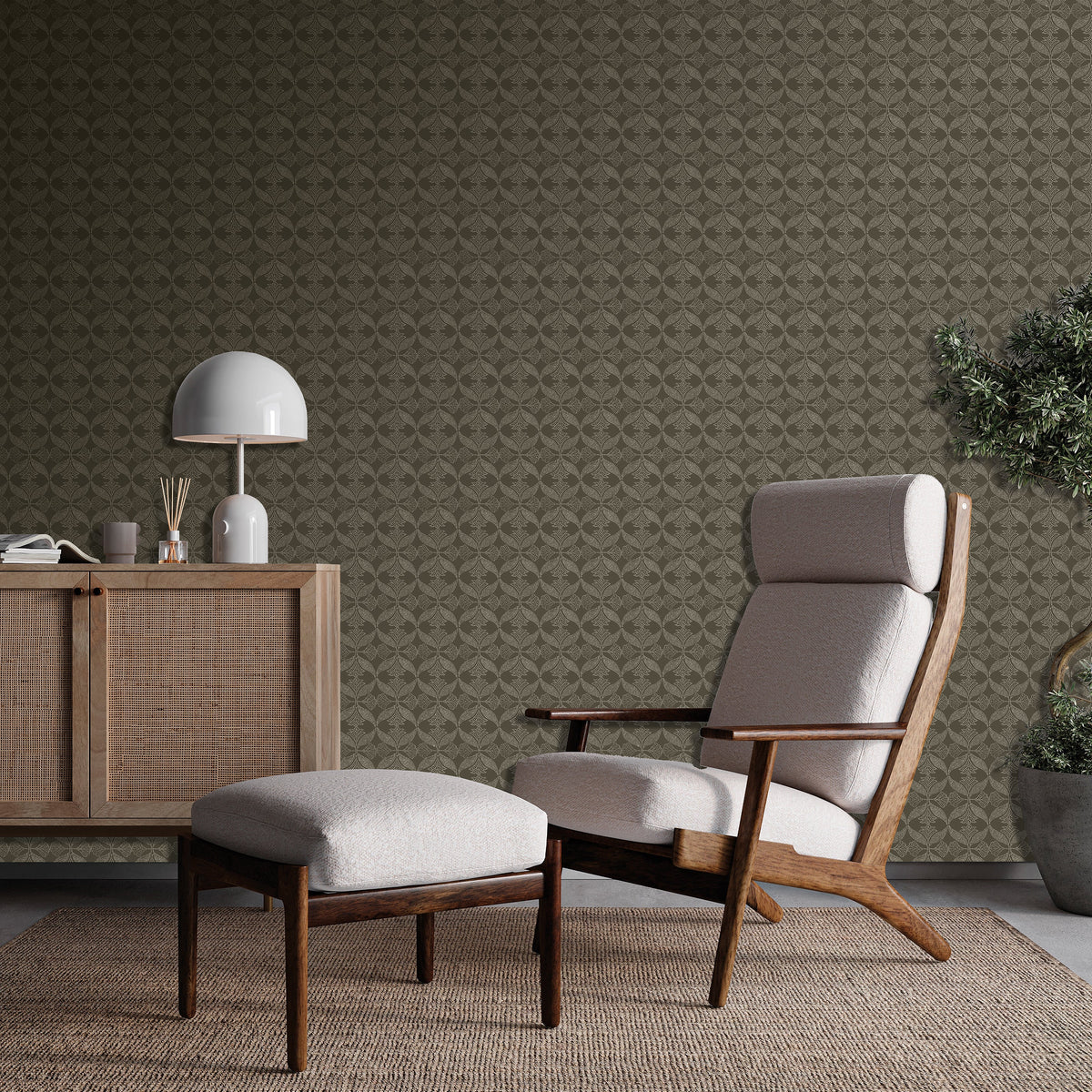 Ornament Wallpaper - Brown room view