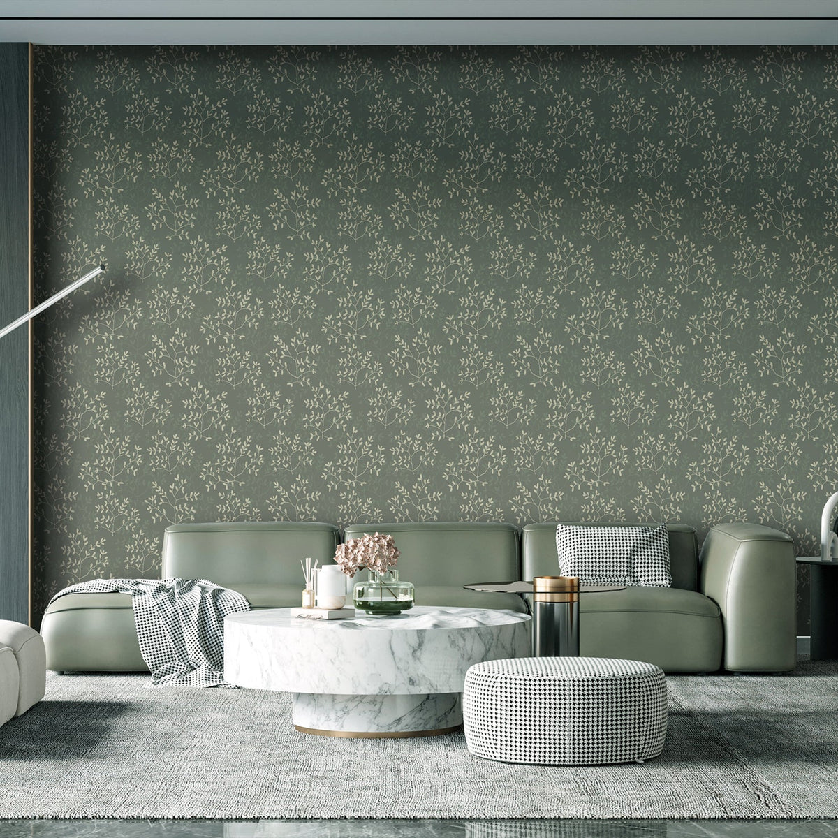 Antibes Branches Wallpaper - Green room view