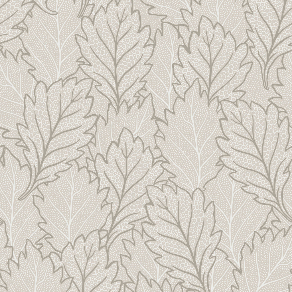 Quercus Leaves Wallpaper - Beige pattern