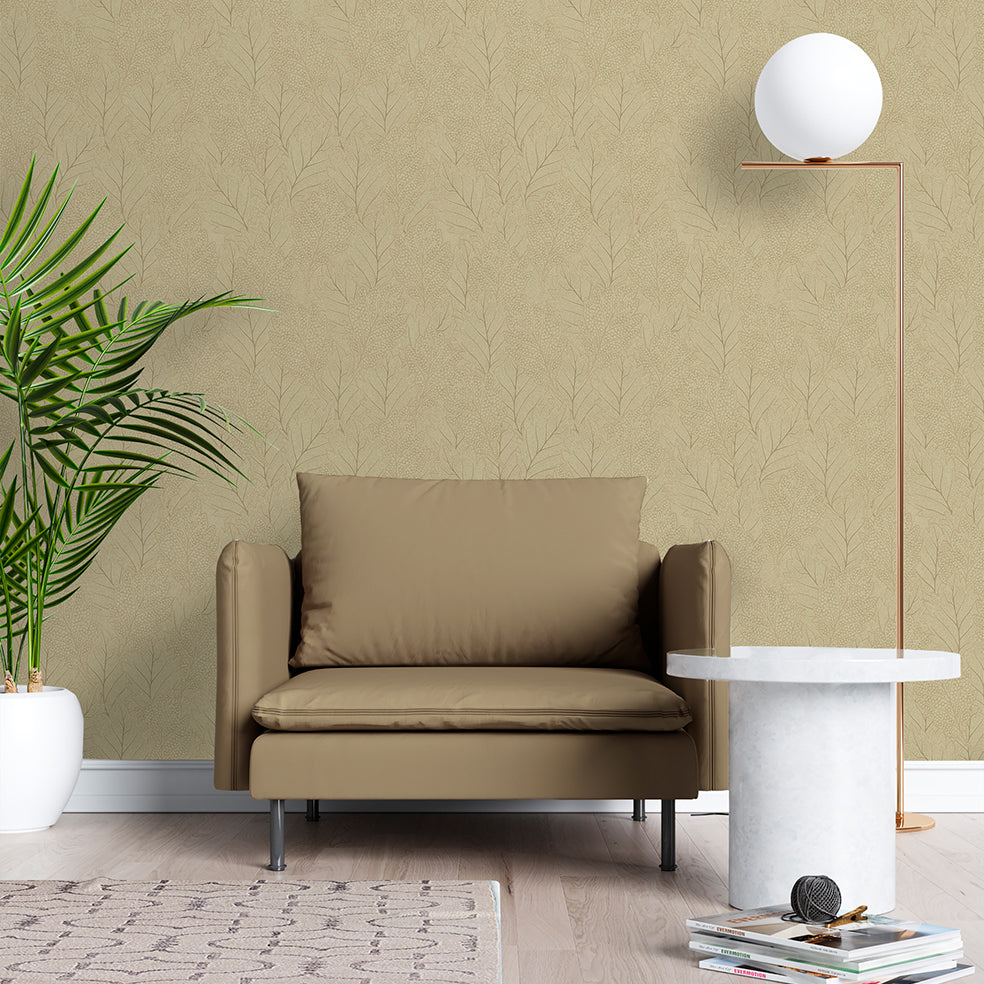 Quercus Leaves Wallpaper - Green room view