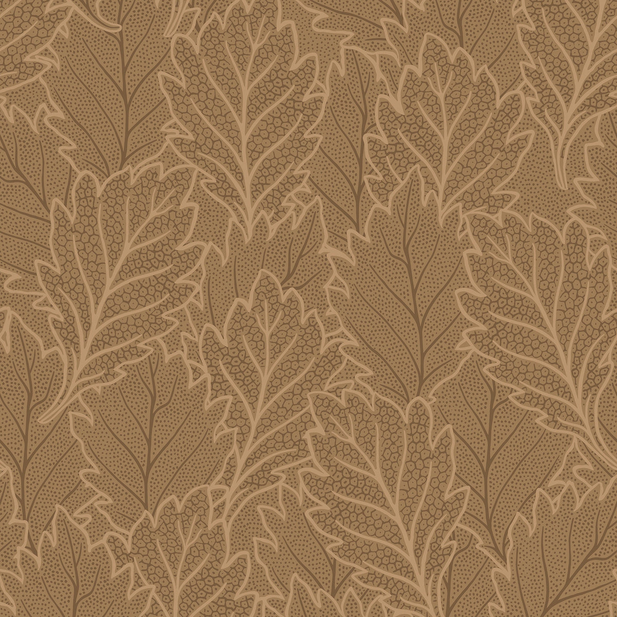 Quercus Leaves Wallpaper - Brown pattern