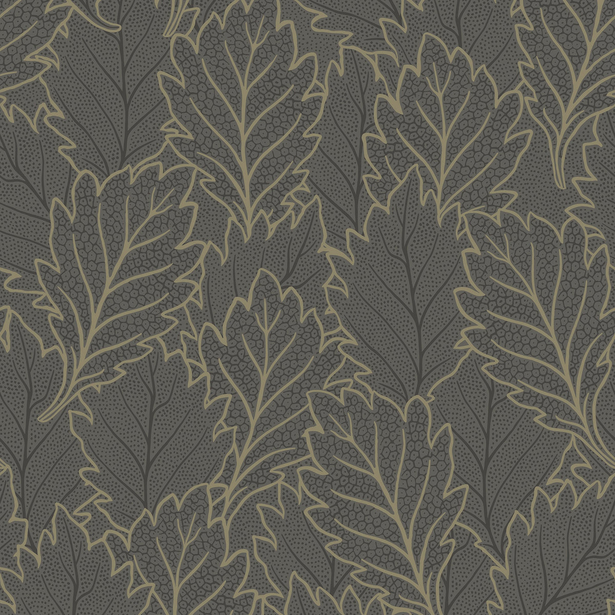 Quercus Leaves Wallpaper - Gray pattern