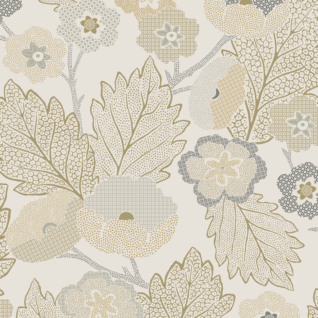 Antibes Flora Wallpaper - Beige pattern