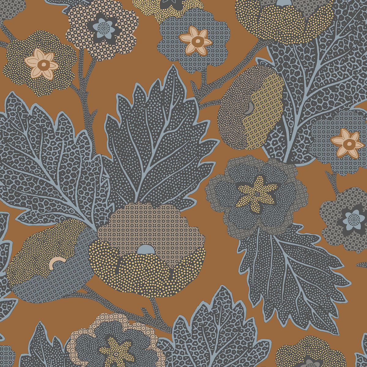 Antibes Flora Wallpaper - Brown pattern
