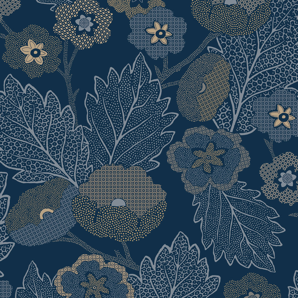Antibes Flora Wallpaper - Navy pattern