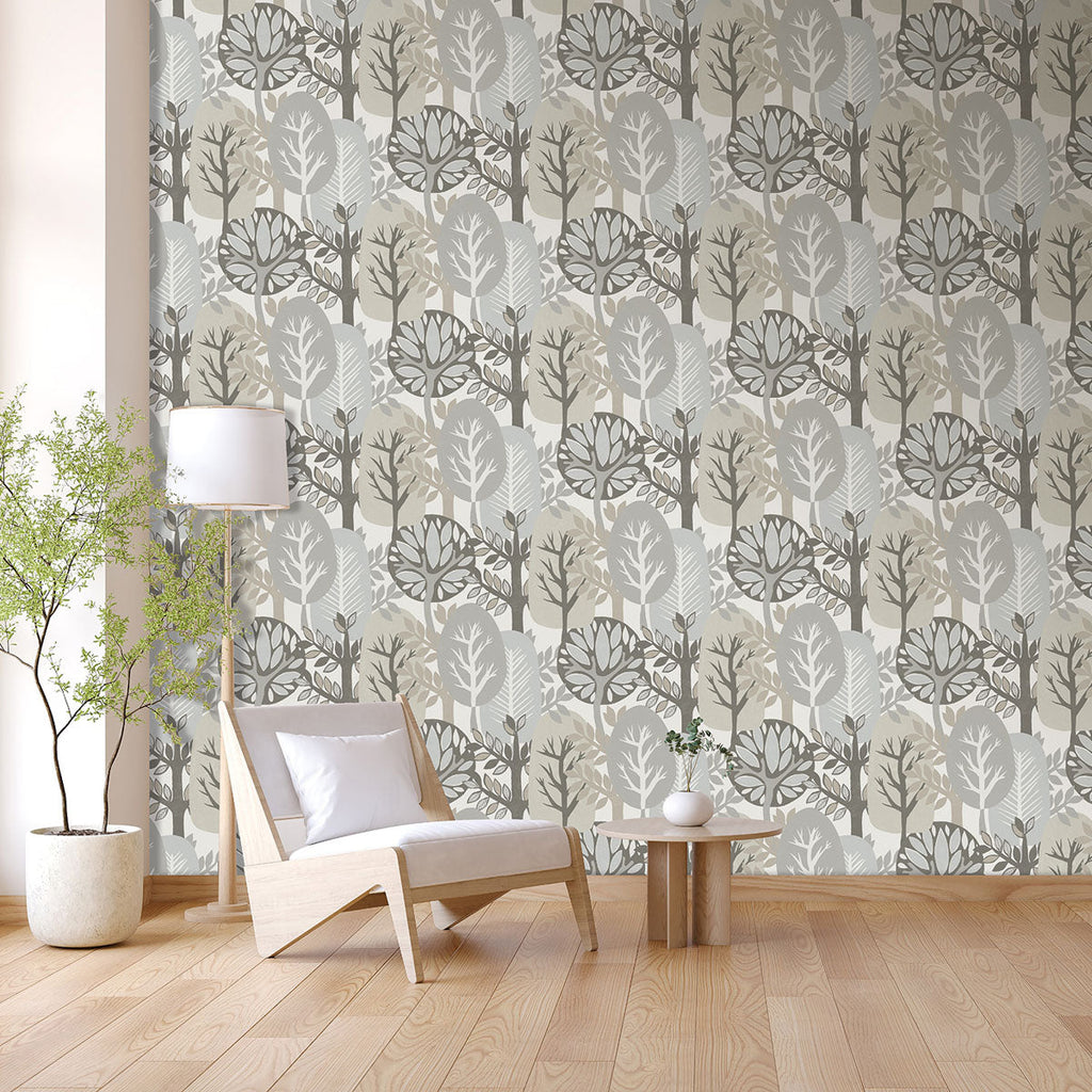 Antibes Nature Forest Wallpaper - Gray room view