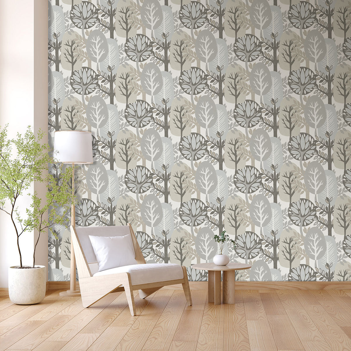 Antibes Nature Forest Wallpaper - Gray room view