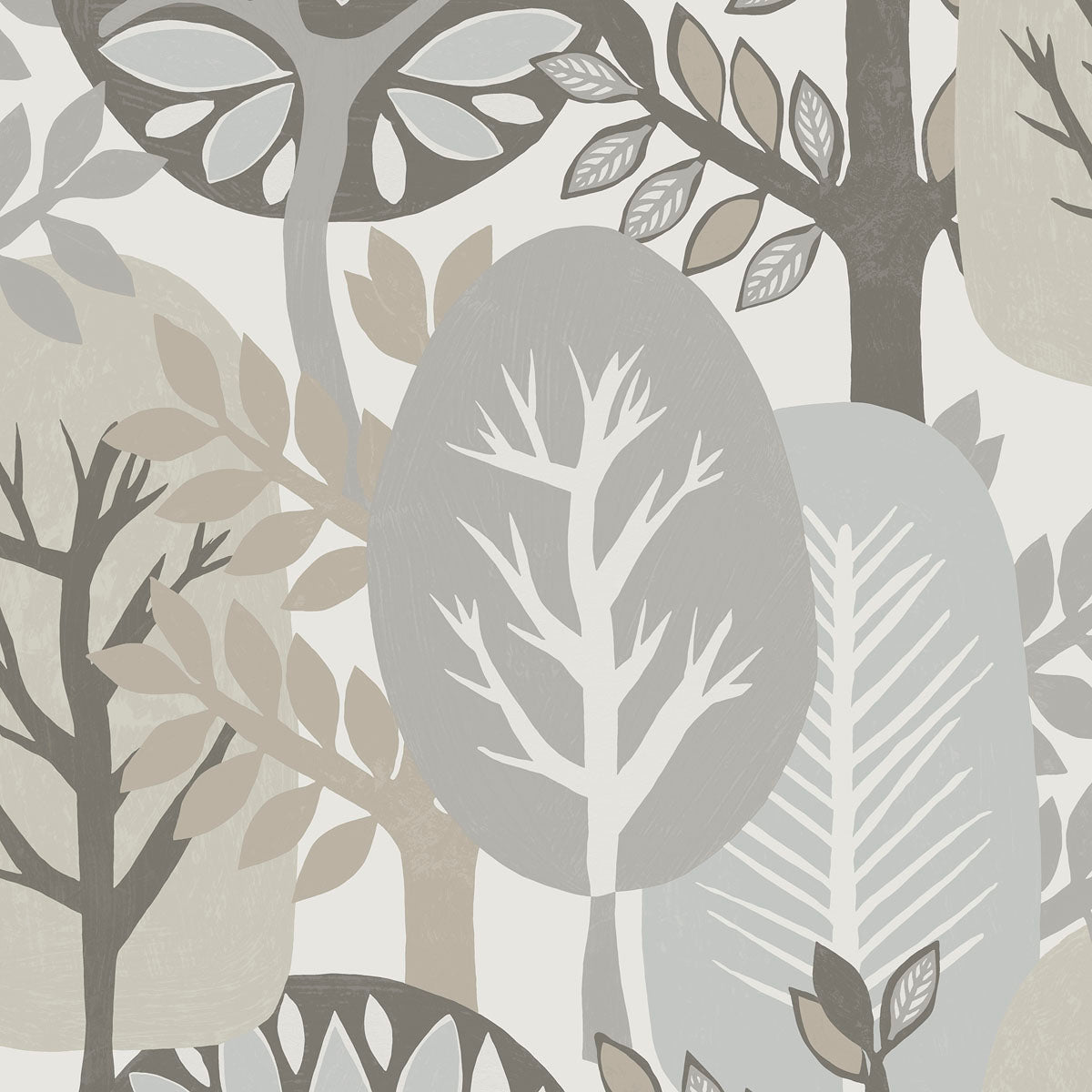 Antibes Nature Forest Wallpaper - Gray pattern