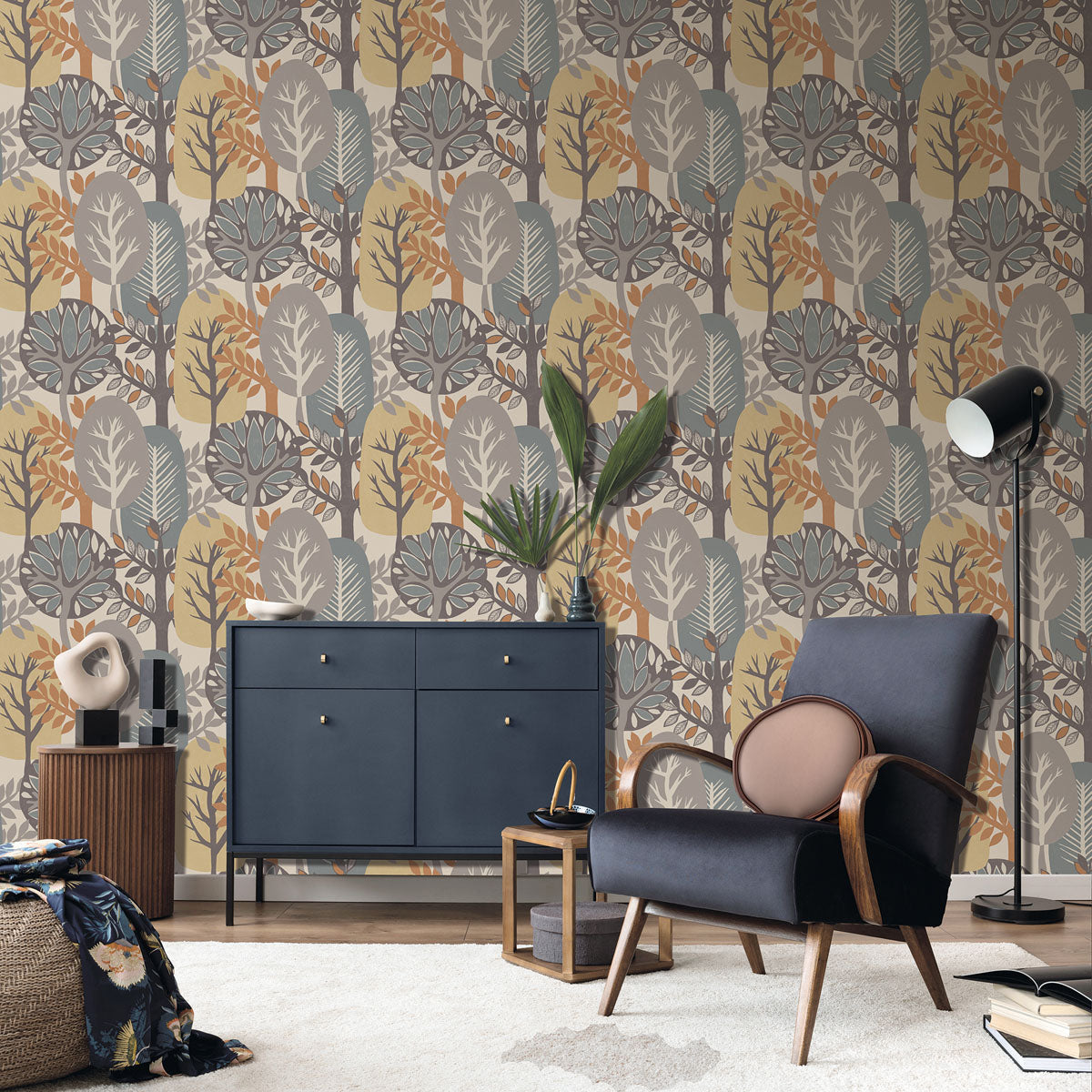 Antibes Nature Forest Wallpaper - Beige room view