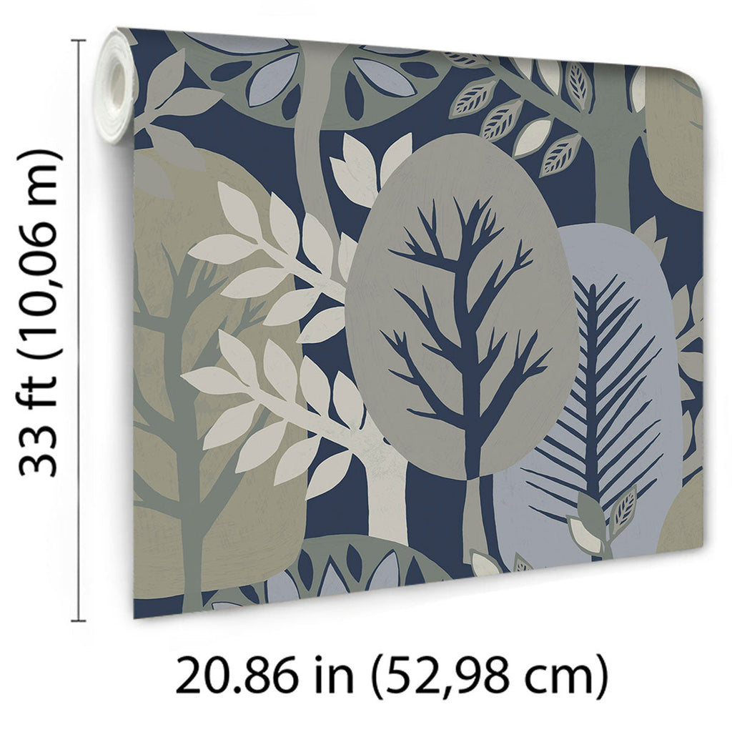 Antibes Nature Forest Wallpaper - Navy room view