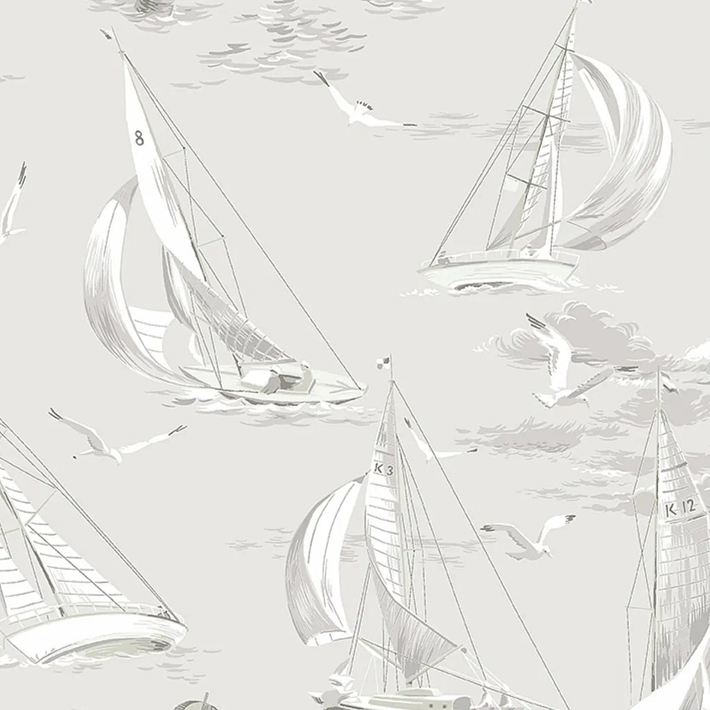Sailboats Wallpaper - Grey