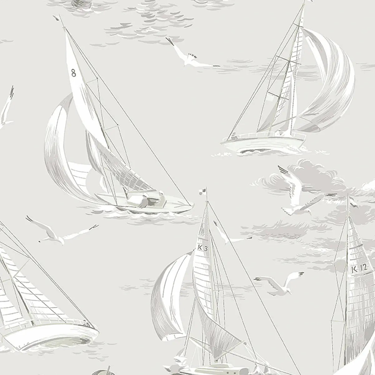 Sailboats Wallpaper - Grey