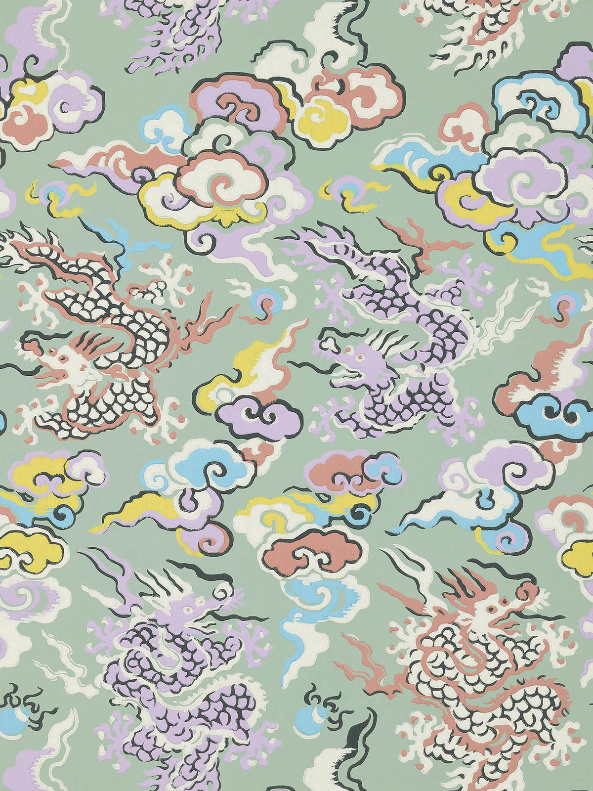 Dragons de feu wallpaper in Celadon