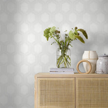Load image into Gallery viewer, Graphic Hexagon Wallpaper in an interior setting