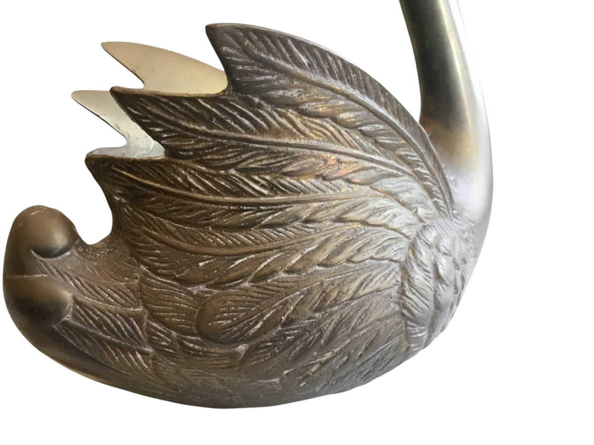 pair of brass swans