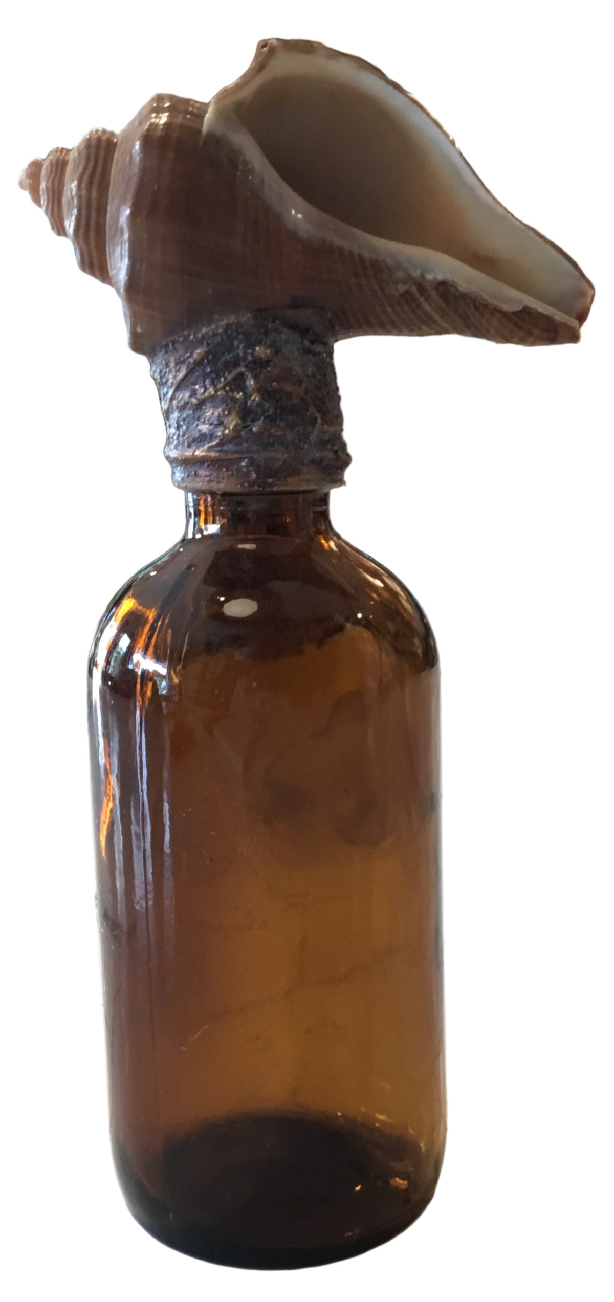 antique apothecary jar with shell top