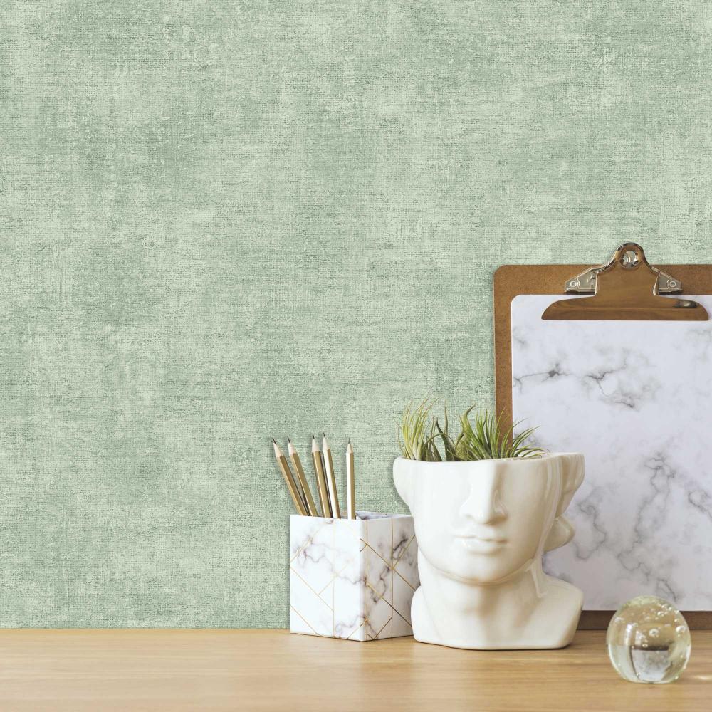 Glitter Infused Linen Texture Wallpaper - Green room view
