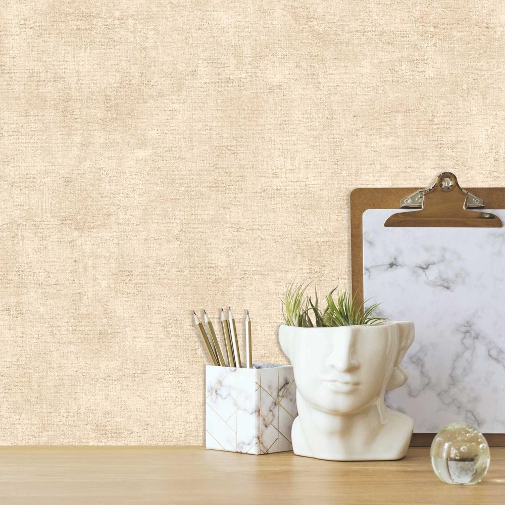 Glitter Infused Linen Texture Wallpaper - Medium Beige room view