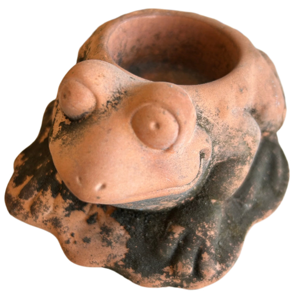 terracotta frog votive holder