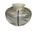 opague glass vase with handpainted details