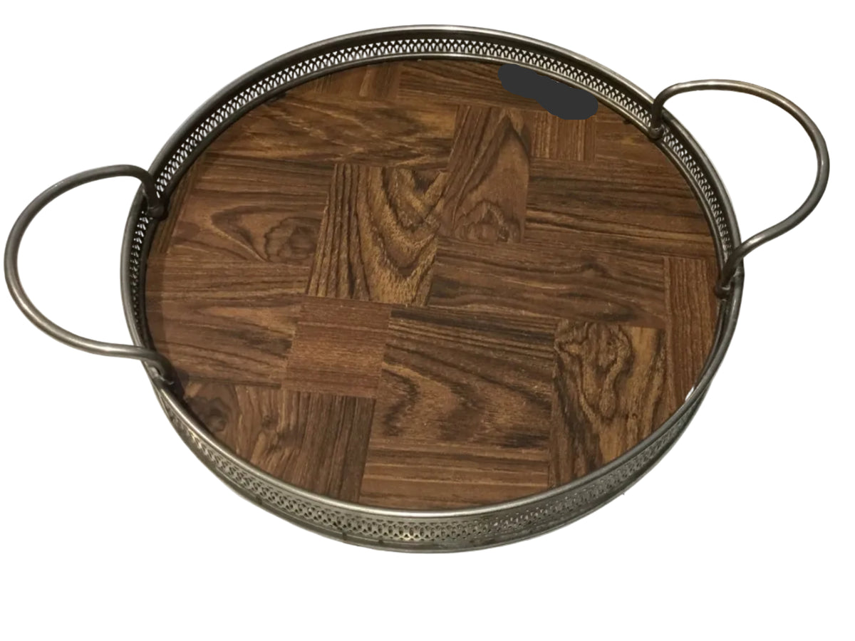 vintage mid-century modern round serving tray