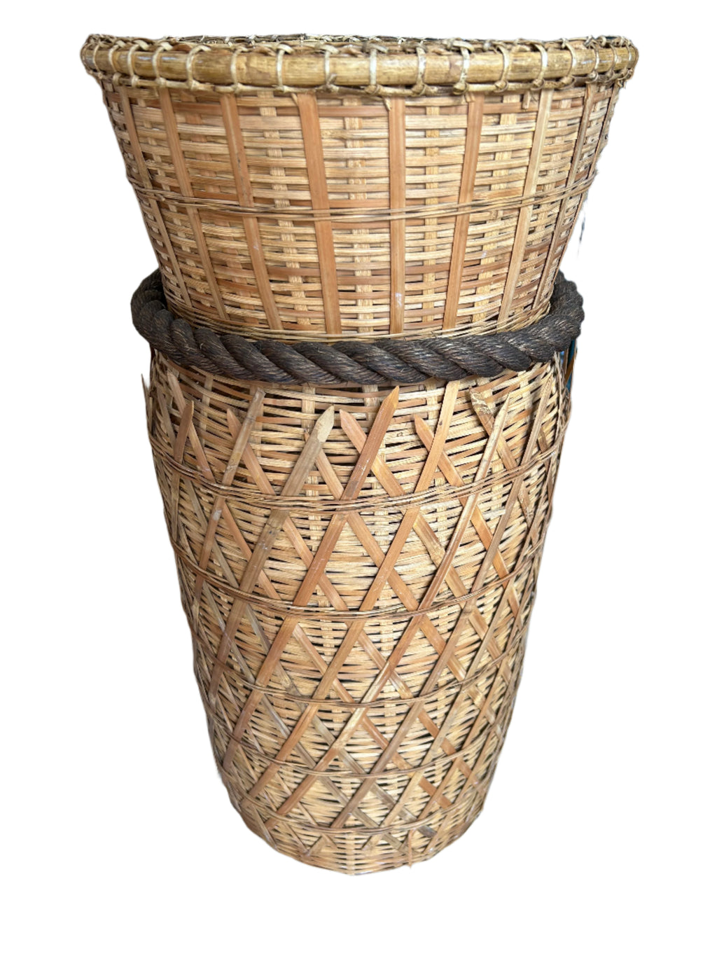 large basket with sea shells