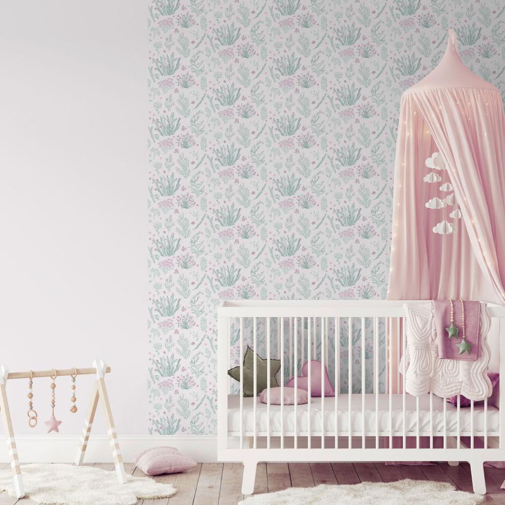Mini Lovely Flowers Wallpaper - Pink room view