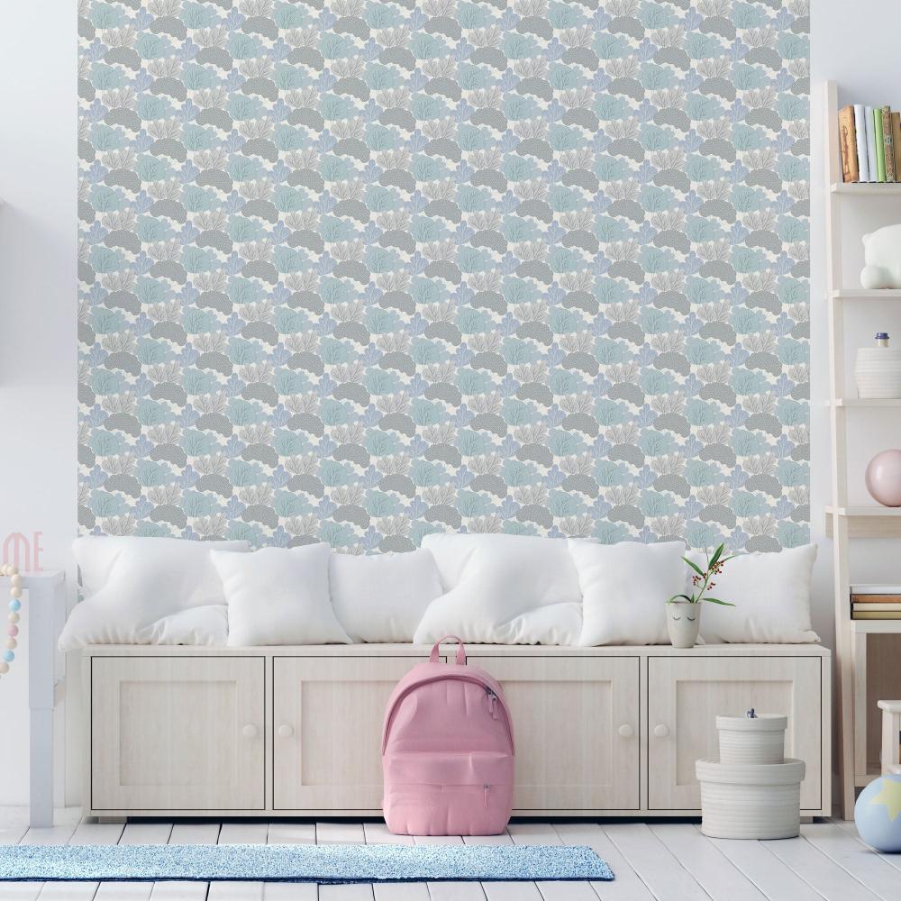 Little Woods Wallpaper - Blue room view