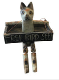 vintage folk art cat bird feeder
