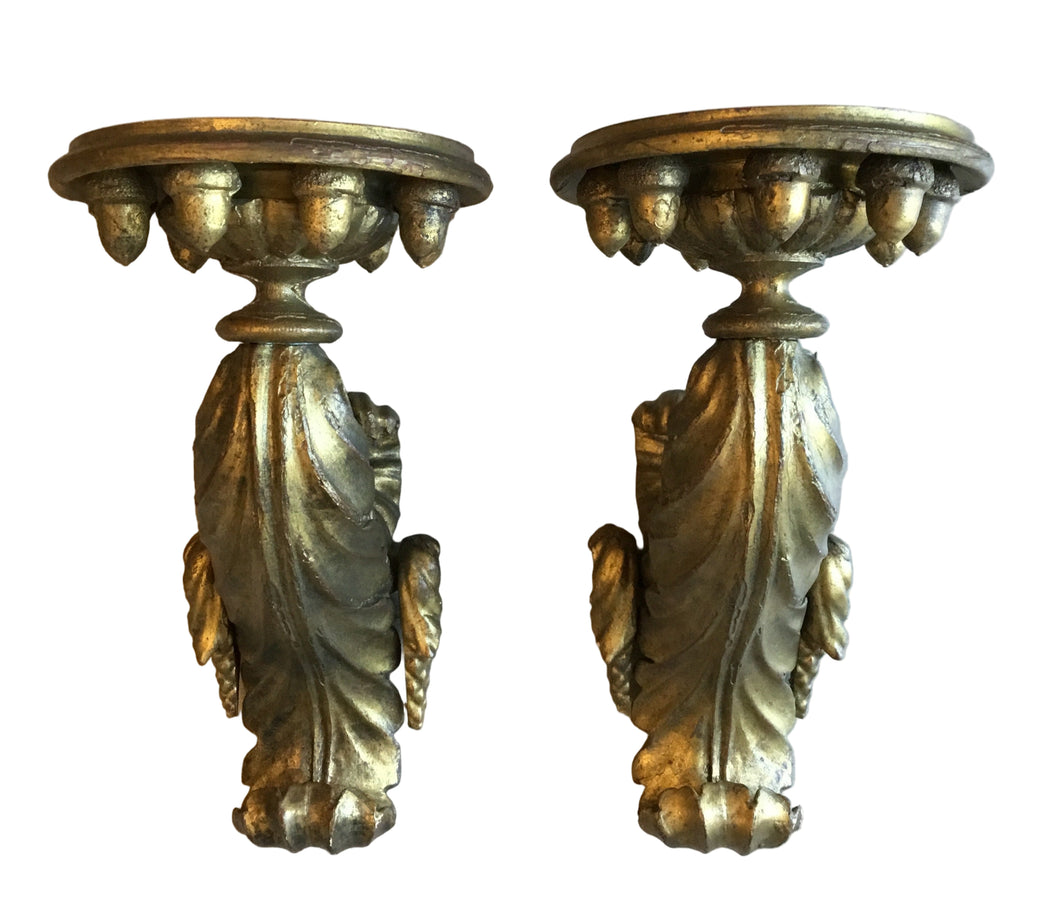 carved italian wall sconces / pair