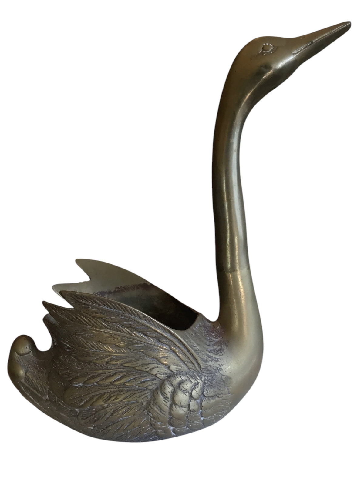 pair of brass swans