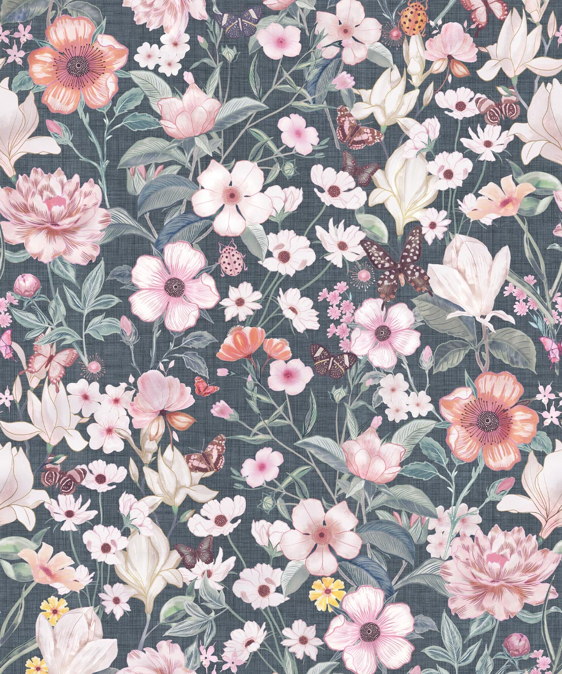 Barney Vintage Wallpaper • Denim Linen • Swatch