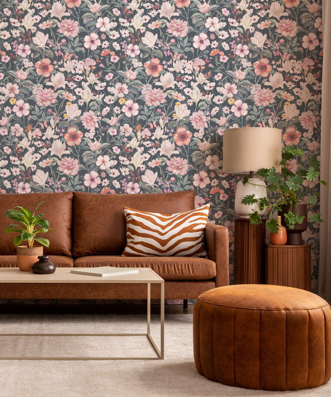 Barney Vintage Wallpaper • Denim Linen • Insitu