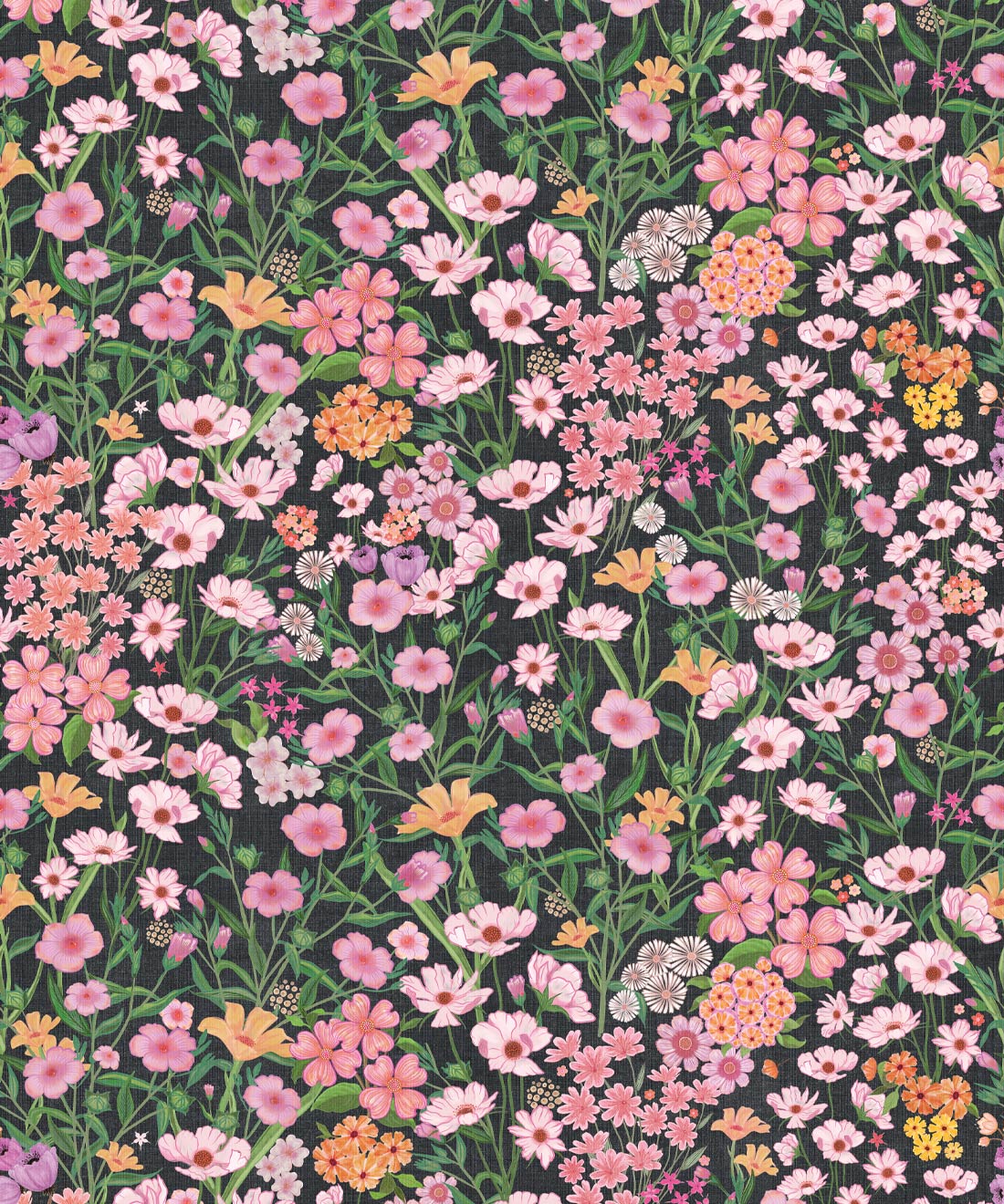 Barneys Fields Wallpaper • Charcoal Linen • Swatch