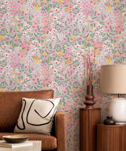 Load image into Gallery viewer, Barneys Fields Wallpaper • Light Linen Bee • Insitu