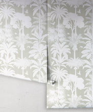 Load image into Gallery viewer, Cockatoo Palms Wallpaper • Sage Linen • Rolls