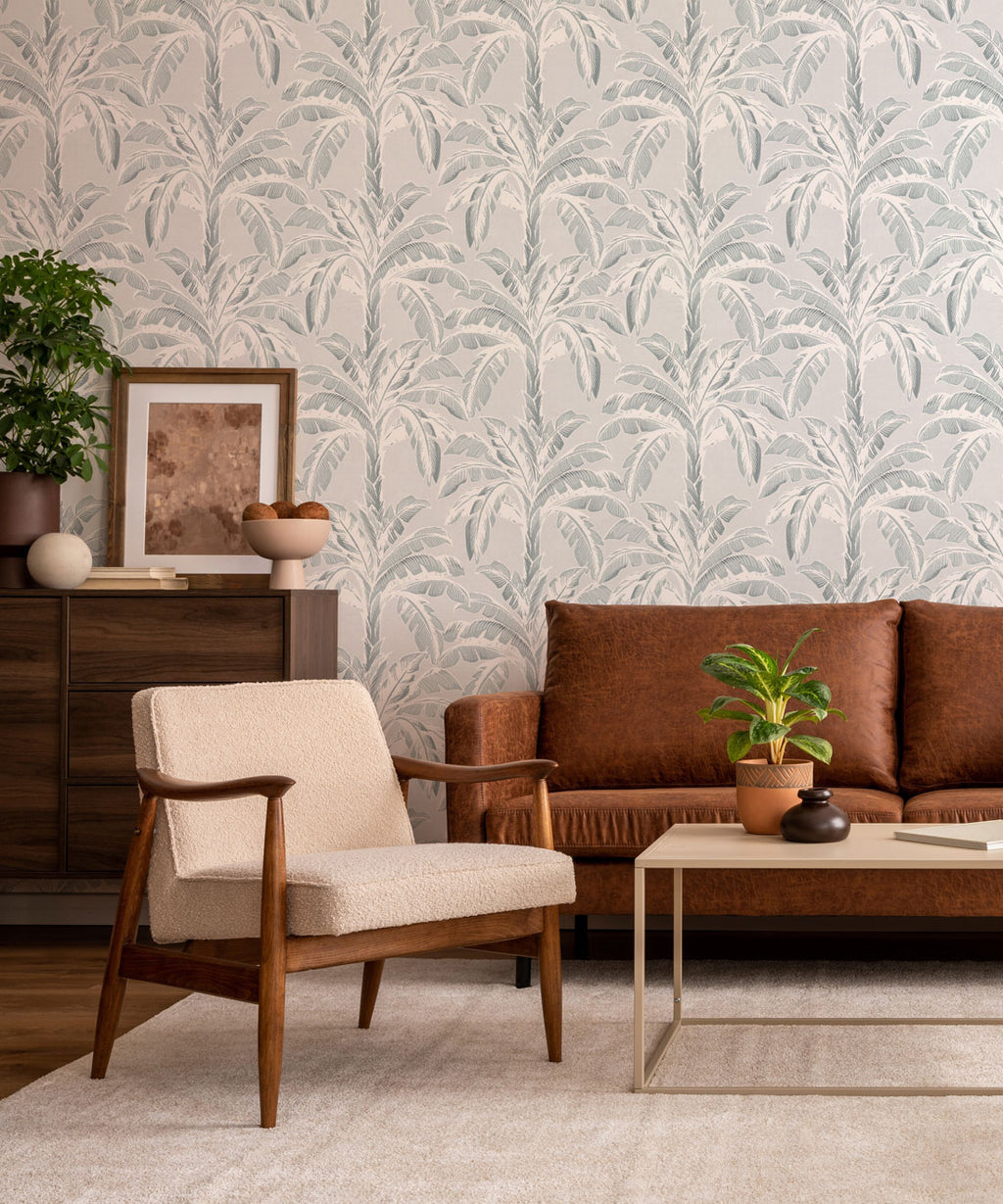 Havana Banana Wallpaper • Mist Silver Bee • Insitu