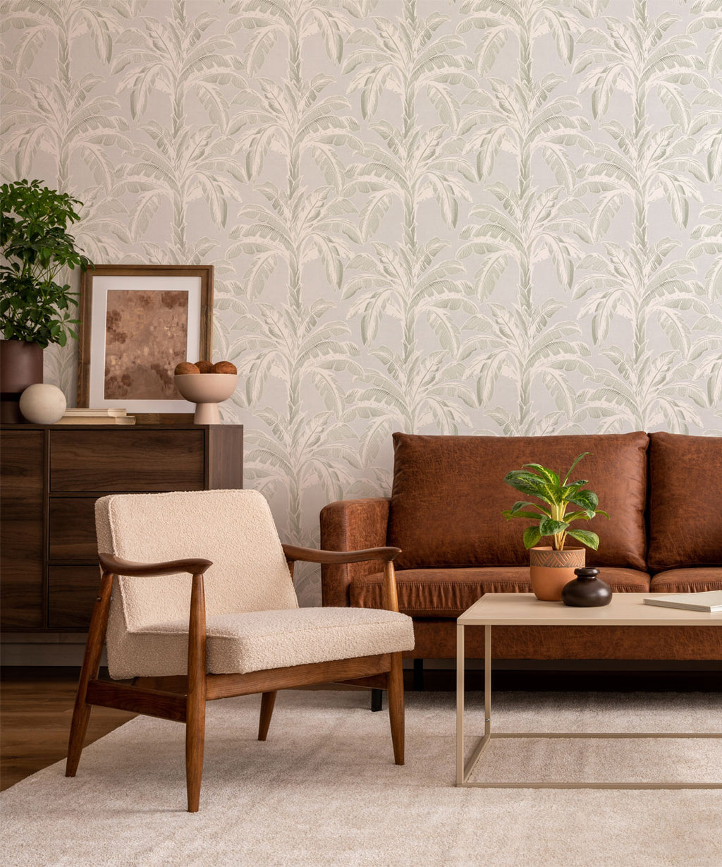 Havana Banana Wallpaper • Silver Leaf • Insitu