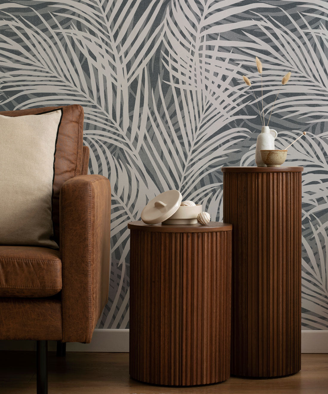 Laguna Palms Wallpaper • Denim • Insitu
