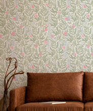 Load image into Gallery viewer, Linen Seagrass Wallpaper • Forest Papaya • Insitu