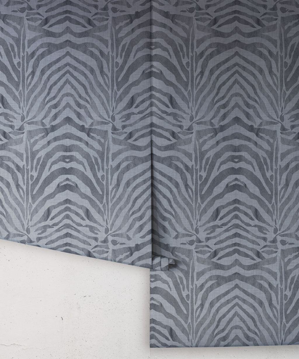 Zebra Wallpaper • Denim • Rolls