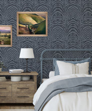 Load image into Gallery viewer, Zebra Wallpaper • Denim • Insitu