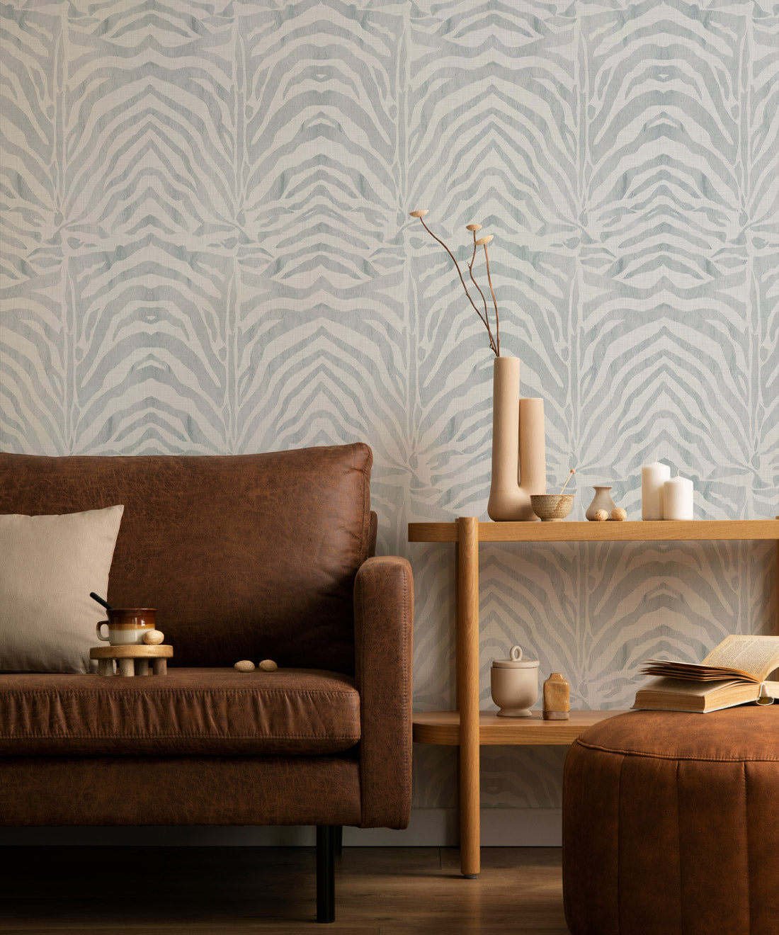 Zebra Wallpaper • Desert Sage • Insitu