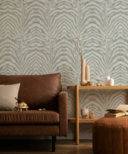 Load image into Gallery viewer, Zebra Wallpaper • Leaf • Insitu