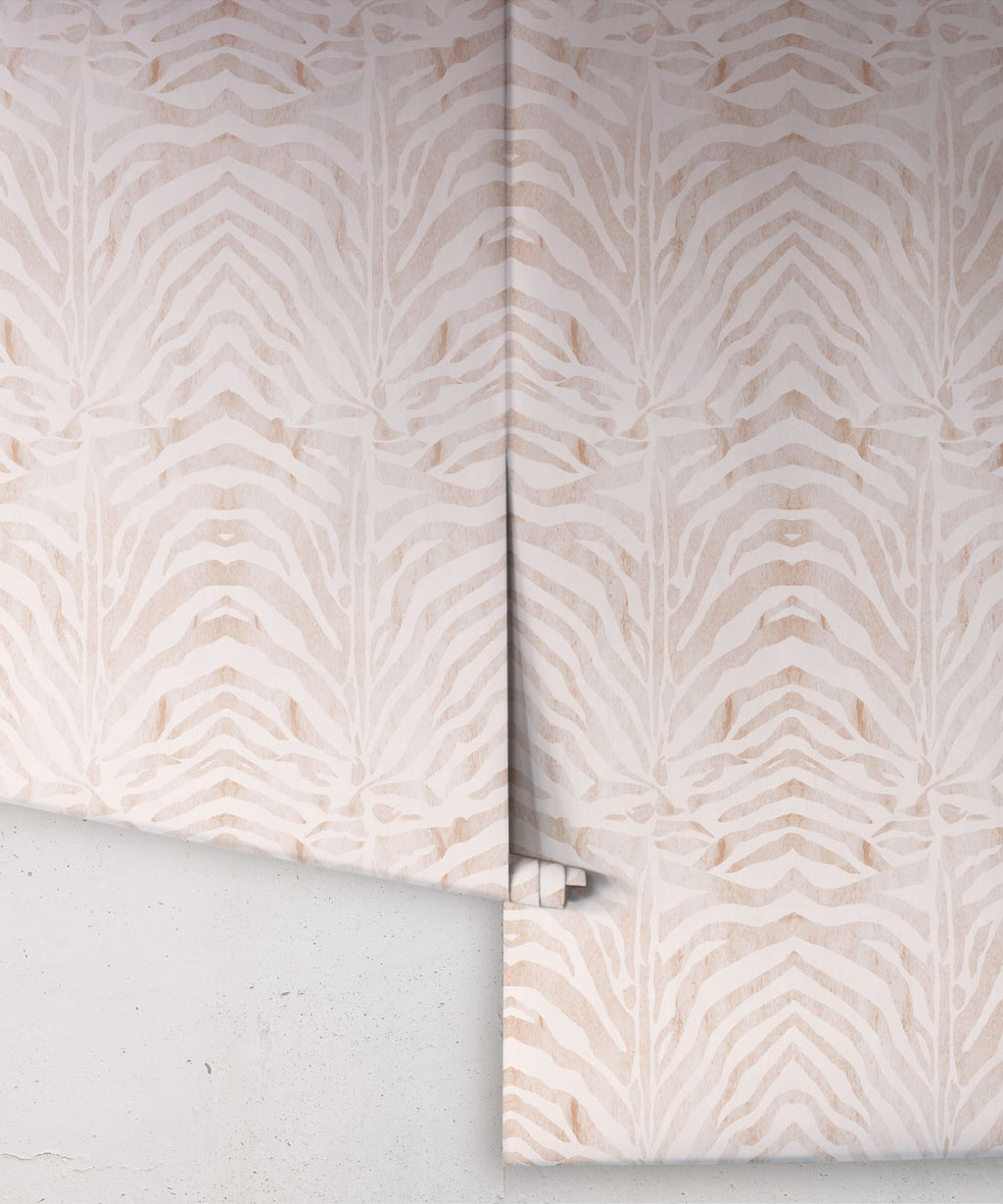 Zebra Wallpaper • Light Papaya Blush • Rolls