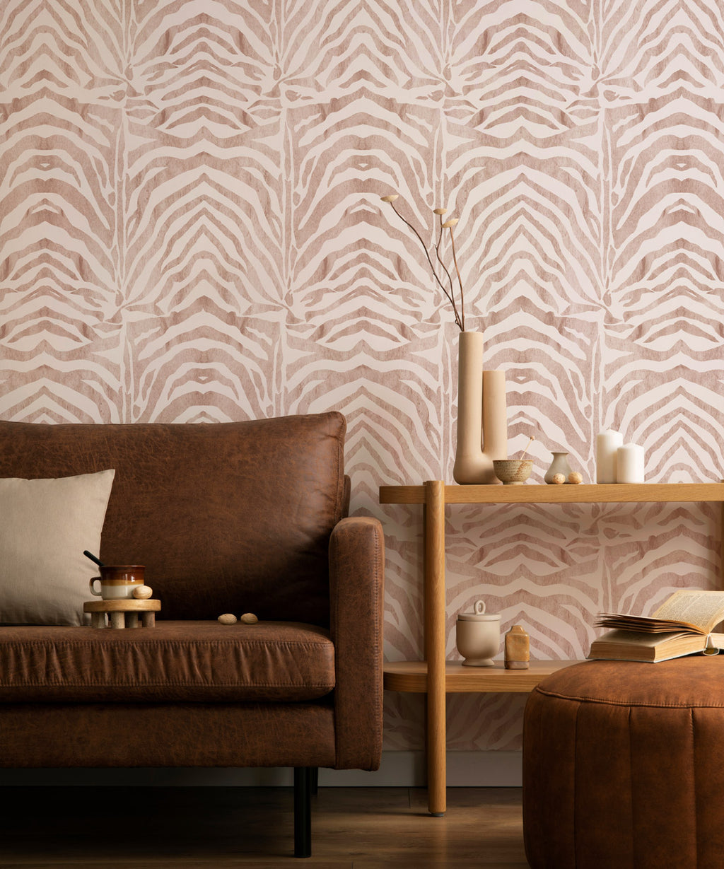 Zebra Wallpaper • Papaya Blush • Insitu